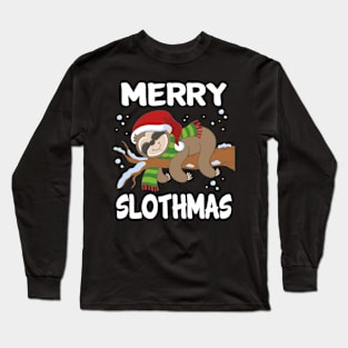 Merry Slothmas Sloth Santa Long Sleeve T-Shirt